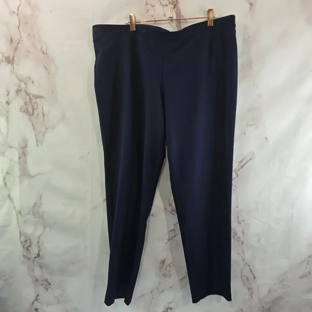 Eileen Fisher Pants Womens XL Navy Blue Stretch Pull On High Rise Crepe Viscose - Picture 5 of 12